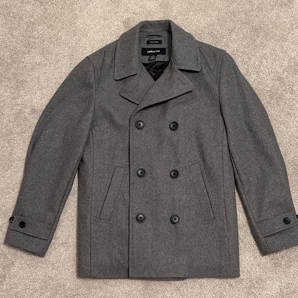 Liz Claiborne Gray Pea Coat for Men